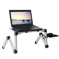 RAINBEAN Adjustable Laptop Table Stand for Bed,Portable Vented Lap Desk with Mouse Pad Side Compatible Notebook Tablets MacBook,Foldable Tray Table for Couch and Sofa,Aluminum Ergonomics Design-Silver