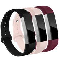 OenFoto Bands Compatible Fitbit Alta/Alta HR/Ace, Adjustable Soft Silicone Bracelet Replacement Accessory Wristband for Fitbit Alta/Alta HR/Ace,Women Men, Large Black,Sand Pink,Wine Red