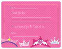 Princess Crowns Fill-in Thank You Note Cards for Kids, 5.5" X 4.25" Notecards with White Envelopes
