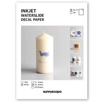Sunnyscopa Waterslide Decal Paper for INKJET Printer - WHITE, US LETTER SIZE 8.5"X11", 20 SHEETS - Personalized Water Slide Transfer - DIY Custom Printable Water-Slide Decals