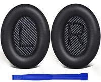 Professional Replacement Earpads Cushions for Bose QuietComfort 35 (QC35) & Quiet Comfort 35 II (QC35 ii) Headphones, Ear Pads with Softer Leather, Noise Isolation Foam, Added Thickness (Black)