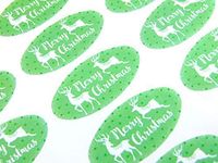 Pack of 30 Merry Christmas Oval Stickers, Colorful Envelope Seals Labels for Cards, Festive Craft and Decoration