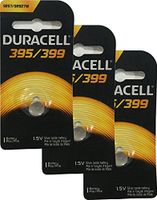 Duracell 395/399 1.5V Silver Oxide Button Battery, 3 Pack