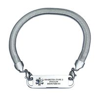 Pre-Engraved Chevron Pattern"Diabetes Type 2 Insulin Dependent" Medical ID Bracelets for Women