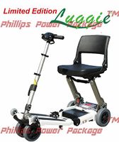 Free Rider USA - Luggie Standard - Compact Lightweight Foldable Scooter - 4-Wheel - Ivory - Phillips Power Package TM - to $500 Value