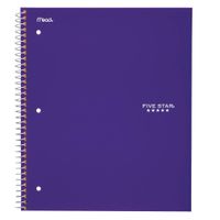 Five Star Spiral Notebook, 1 Subject, Wide Ruled Paper, 100 Sheets, 10-1/2  x 8 inches, Purple (72351)