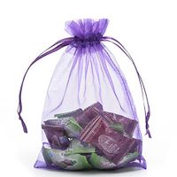 Halulu 100 Pcs 5x7" Purple Organza Drawstring Pouches Jewelry Party Wedding Favor Gift Bags