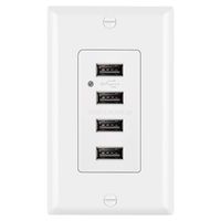 BESTTEN 4.2A/21W USB Receptacle Outlet with 4 High-Speed USB Charging Ports and LED Indicator, Wall Plate Included, UL Listed, White
