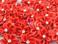 50pcs Satin Nine Plus Drill Ribbon Flowers with Appliques Craft DIY Wedding (J)