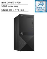 Premium Dell Vostro 3000 Business Desktop, Intel Core i7-8700 Processor, NVIDIA GTX 1050 GDDR5, 32GB DDR4 Memory, 512GB PCIe SSD + 1TB HDD, Wi-Fi, Bluetooth, HDMI, VGA, Windows 10 Pro, Black