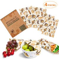 Reusable Beeswax Wrap 4 Packs,OYUNKEY Replace Plastic Wrap,Eco Friendly Food Storage Wraps| Home,Refrigerator,Kitchen |2 Medium,2 Large Size
