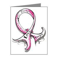 Note Card Cancer Pink Ribbon Courage Love Hope