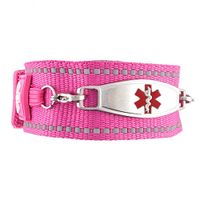 Waterproof Medical Alert ID Bracelet - Custom Engraving Included - Active, Sports - Pink Bracelet/Red (M)