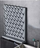 Black 52 Pegs Lab Supply Drying Rack, Pegboard Bench-top/Wall-Mount Laboratory Glassware 52 Detachable PegsLab Drying Draining Rack Cleaning Equipment