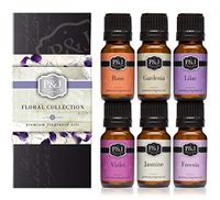 P&J Trading Floral Set of 6 Premium Grade Fragrance Oils - Violet, Jasmine, Rose, Lilac, Freesia, Gardenia - 10ml
