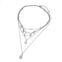 Tanwpn New Women Metal Moon Star Layered Necklace Chain Personality Long Pendant Jewelry Gift
