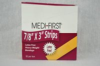 Adhesive Bandages, Heavy Weight Fabric Strip 7/8" x 3" (50/Box) 12 Box Per Case by Medi-First- MS28532