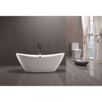 Vanity Art 71 inch Freestanding Acrylic Bathtub | Modern Stand Alone Soaking Tub with Chrome Finish, UPC Certified, Round overflow & Pop-up Drain - VA6807