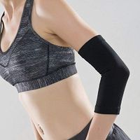 Black/Skin Elbow Braces Tattoo Cover Up Compression Sleeve Sports Support (L(27-30CM), black)