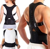 Fully Adjustable Magnetic Orthopedic Posture Corrector for Men Women Corset Upper Lower Relief Back Brace Belt Lumbar Support - Chaleco Ortopédico con imán Corrector De Postura (Black, XL)