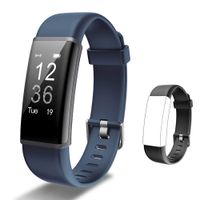 Lintelek Fitness Tracker HR, Activity Tracker with Step Counter, Heart Rate Monitor, Smart Watch with Sleep Monitor, Extra Replacement Band for Men Women Kids (Grey+ Black)