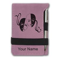 Mini Notepad, Drama Masks, Personalized Engraving Included (Pink)
