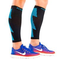 ActiveGear Calf Compression Sleeves for Men and Women to Improve Circulation and Recovery - Black/Blue L/XL (One Pair)