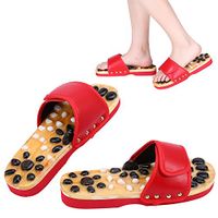 Massage Shoes Natural Stone Massage Shoes Foot Reflexology Accupressure for Foot Care at Home(40-Red)