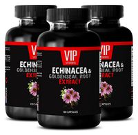 Goldenseal Root Capsules - ECHINACEA and GOLDENSEAL Root Extract - Digestive aid Natural - 3 Bottles 300 Capsules