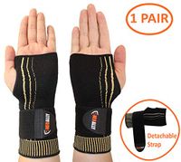NeoAlly Copper Compression Wrist Sleeve for Carpal Tunnel Gloves with Adjustable Strap for Wrist Support in Carpal Tunnel, Arthritis, Tendonitis, Bursitis and Wrist Sprain (S Pair)