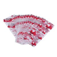 MOONQING 50 Pcs Clear Cone Treat Bags Christmas Candy Cellophane Cello Bags for Party,Santa Claus