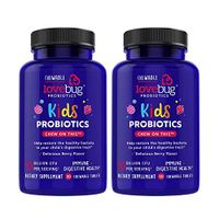 LoveBug Probiotics Kids Probiotic Chewable - Digestive + Immune Support Probiotic Supplement for Kids Ages 4 and Up - 30 Naturally Flavored Berry Chewable Tablets - Vegan, Non-GMO with Prebiotic (60)