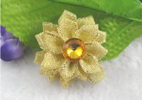 20pcs Organza Rose Flower Gold-Plated Silver-Plated DIY Craft Appliques U Pick (Gold)