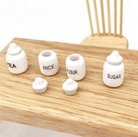 1:12 Dollhouse Miniature Kitchen Accessories Sugar Sour Tea Rice 4 Jars/Set ~