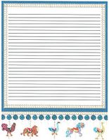 Kid's Camp Carousel Lined Stationery Paper 26 Sheets
