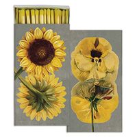 HomArt Large Decorative Yellow Flowers Candle and Fireplace Wood Matches (Set of 10)