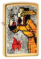 Zippo Lighter: Fusion Windy The Zippo Girl - High Polish Brass 80241