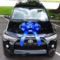 CarBowz Big Happy Birthday Car Bow, Giant 30" Bow, Non Scratch Magnet, Weather Resistant Vinyl (Blue)