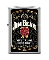 Zippo Jim Beam Label Satin Chrome Pocket Lighter