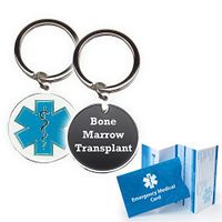 Pre-Engraved"Bone Marrow Transplant" Medical Alert Identification Star of Life Cloisonné' Keychain