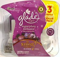 Glade Plugins Scented Oil Refills - Holiday Collection 2018 - Sugarplum Fantasies - 3Count Oil Refillsper Package - One (1) Package