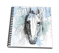 3dRose db_179100_2 Blue Watercolor Horse Memory Book, 12" x 12"