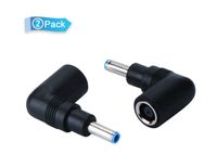Iwlikey for Hp Pavilion Envy Elitebook Probook Spectre Compaq Presario Dongle Barrel, 7.4x5.0mm to 4.5x3.0mm Right Angle 90-Degree Power Adapter Connector Converter K0Q39AA [2 Pack]
