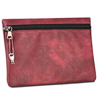 Smell Proof Bags and Container with Lock - Carbon Lined Odor Proof Pouch with Key Lock - Discreet Locking Travel Case - Bag for Medication, Herbs, Spice, Perfume, Vegan Leather (Red)