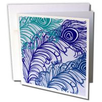 3dRose Pretty Peacock Feathers Birds Art Greeting Cards, Set of 12 (gc_63647_2)
