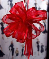 POSHNPRETTY 4" Arabesque Sheer Ribbon w/Satin Edge Pull Bow 18 Loops by 5/8" - Packs of 12 (Red)