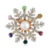 Christmas Deer Bell Santa Hat Snow Enamel Brooch Pin Xmas Party Jewelry Brooches Popular Fashion Beauty Girls Girl Cheap Style | Main Colour - Snowflake