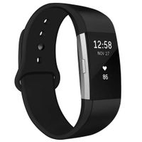 NAHAI Bands Compatible with Fitbit Charge 2, Soft Silicone Replacement Bands Adjustable Sport Wristbands Strap Accessories for Fitbit Charge 2, Women Men, Large, Black with Black Button
