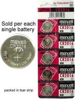 Maxell CR2016 3 Volt Coin Lithium Cell&comma; On Tear Strip(Pack of 5)