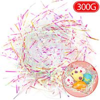300 Grams Easter Grass of Iridescent Shreds Plastic Paper, Iridescent Strands, Shredded Confetti Fillers for DIY Gift Wrapping and Basket Filling